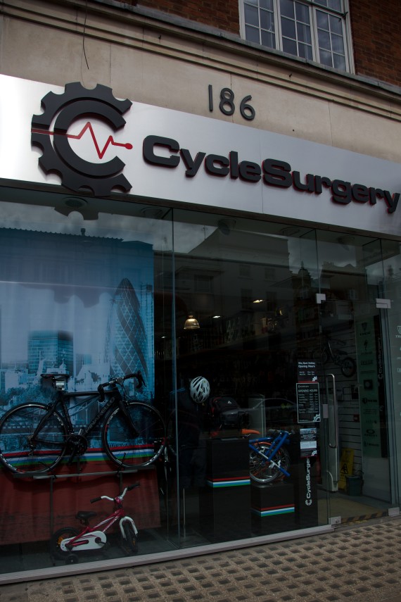 Cycle Surgery at High Street Kensington. Bike specialist store in the UK. They sell all the big names including Trek, Orbea and Giant.