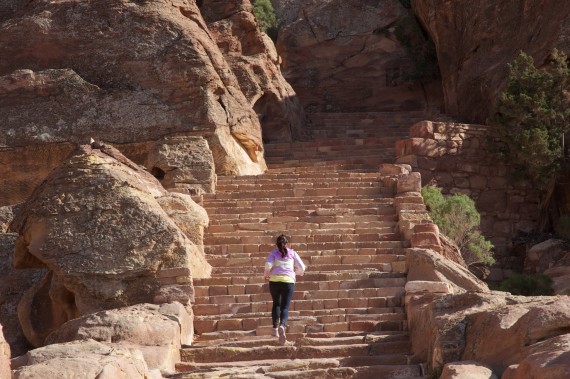 One of the many hikes you can take in Petra.  On our way to the top to see The Treasury from a different viewpoint.