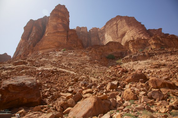Amazing rock formations with the valley of Wadi Rum